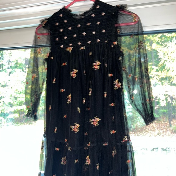 Zara size 7 black mesh dress with roses. Super cute perfect for holidays. - Picture 3 of 11